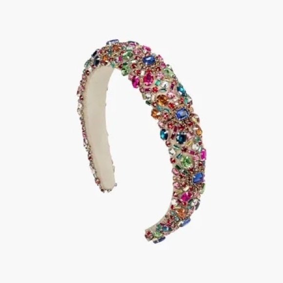 Jennifer Behr Mimi Embellished Headband colorful rainbow silk jewels - Picture 13 of 14